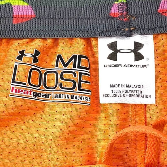 Under Armour Heatgear Running Shorts Mens size Medium Mesh Pull On Orange - Picture 7 of 8